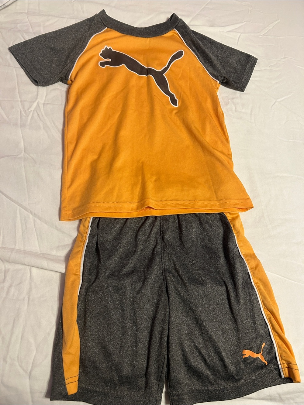 Puma Orange and Gray Boys' Athletic Tee & Shorts Set